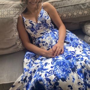 Blue Floral Prom Dress